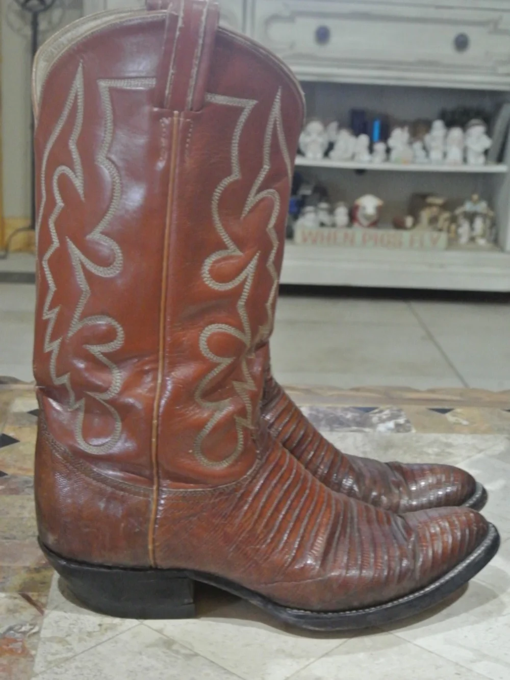 MENS TONY LAMA CROCODILE BROWN BOOTS